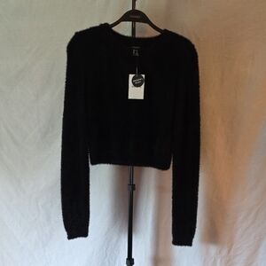 Forever 21 Fuzzy Black Long Sleeve Sweater. Small.  NWT.